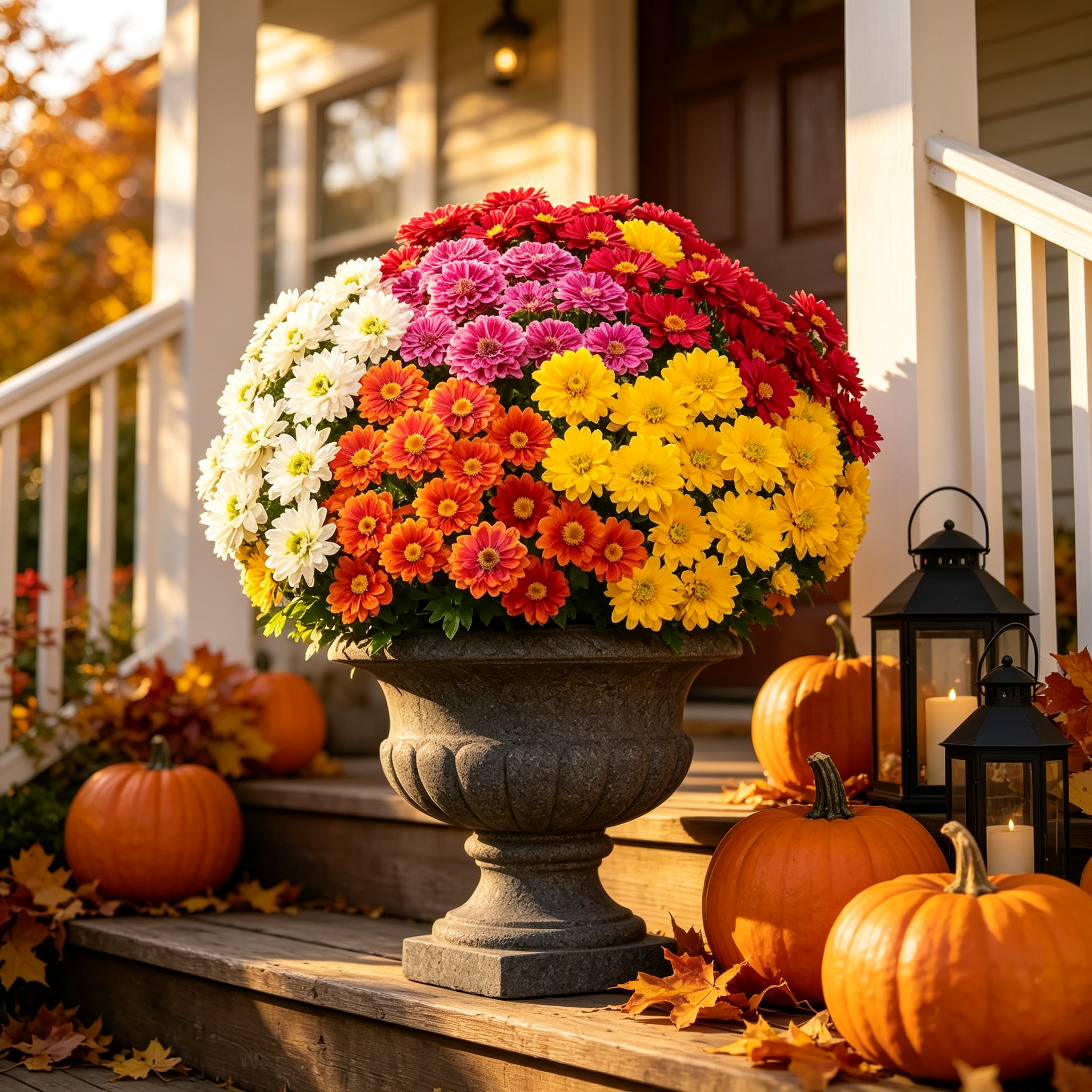 💥Last Day 70% OFF🌼Welcome autumn- Artificial Outdoor Sunset Mums Flowers - UV resistant, Waterproof, Windproof
