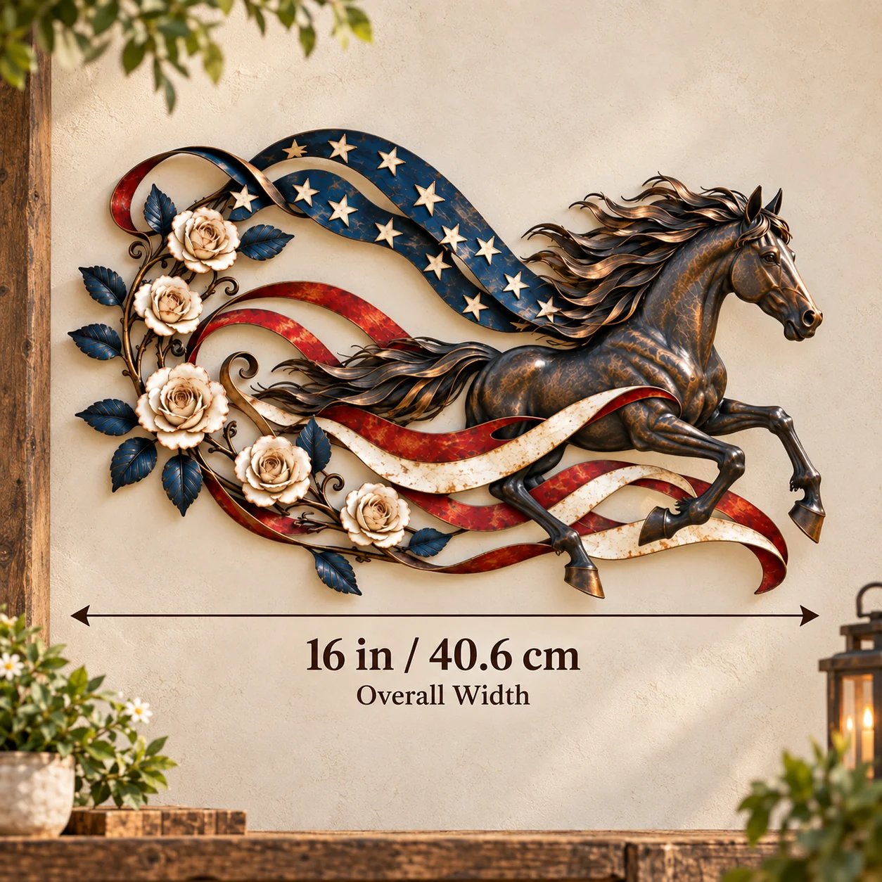 💯🇺🇸🐎Patriotic Horse American Flag Metal Wall Decor