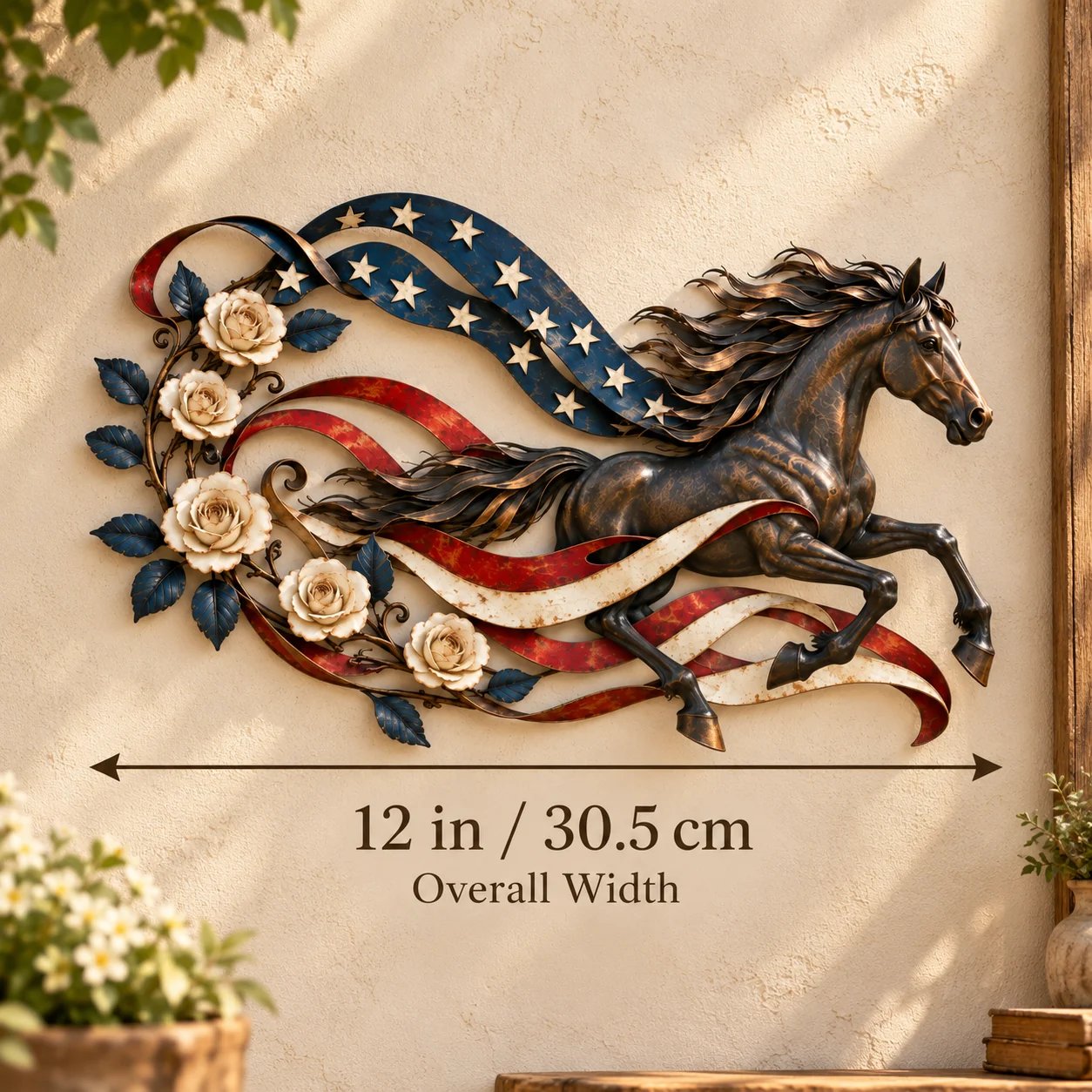 💯🇺🇸🐎Patriotic Horse American Flag Metal Wall Decor