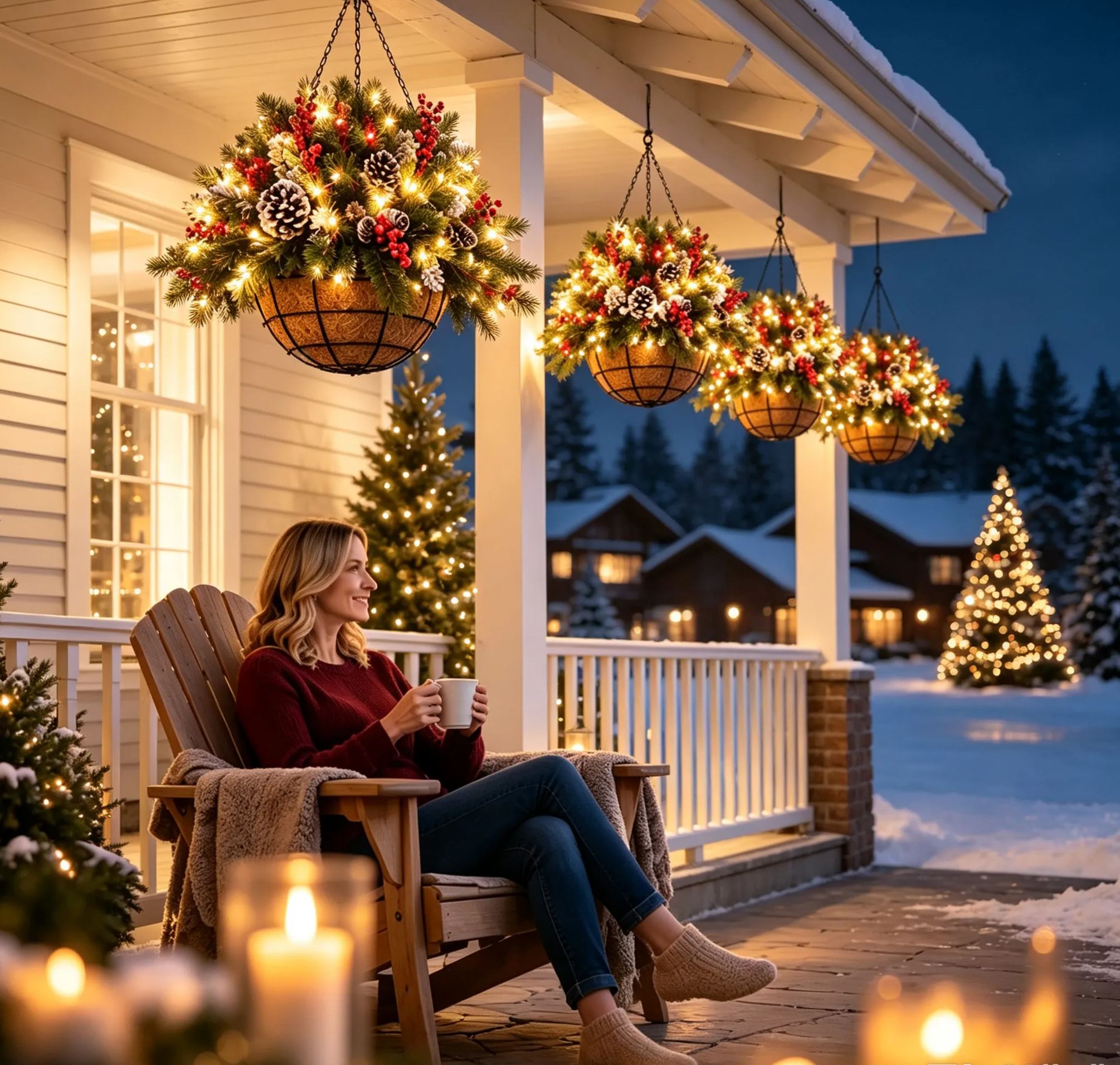 🎄Christmas Hot Sale🏆Pre-Lit Artificial Christmas Hanging Basket
