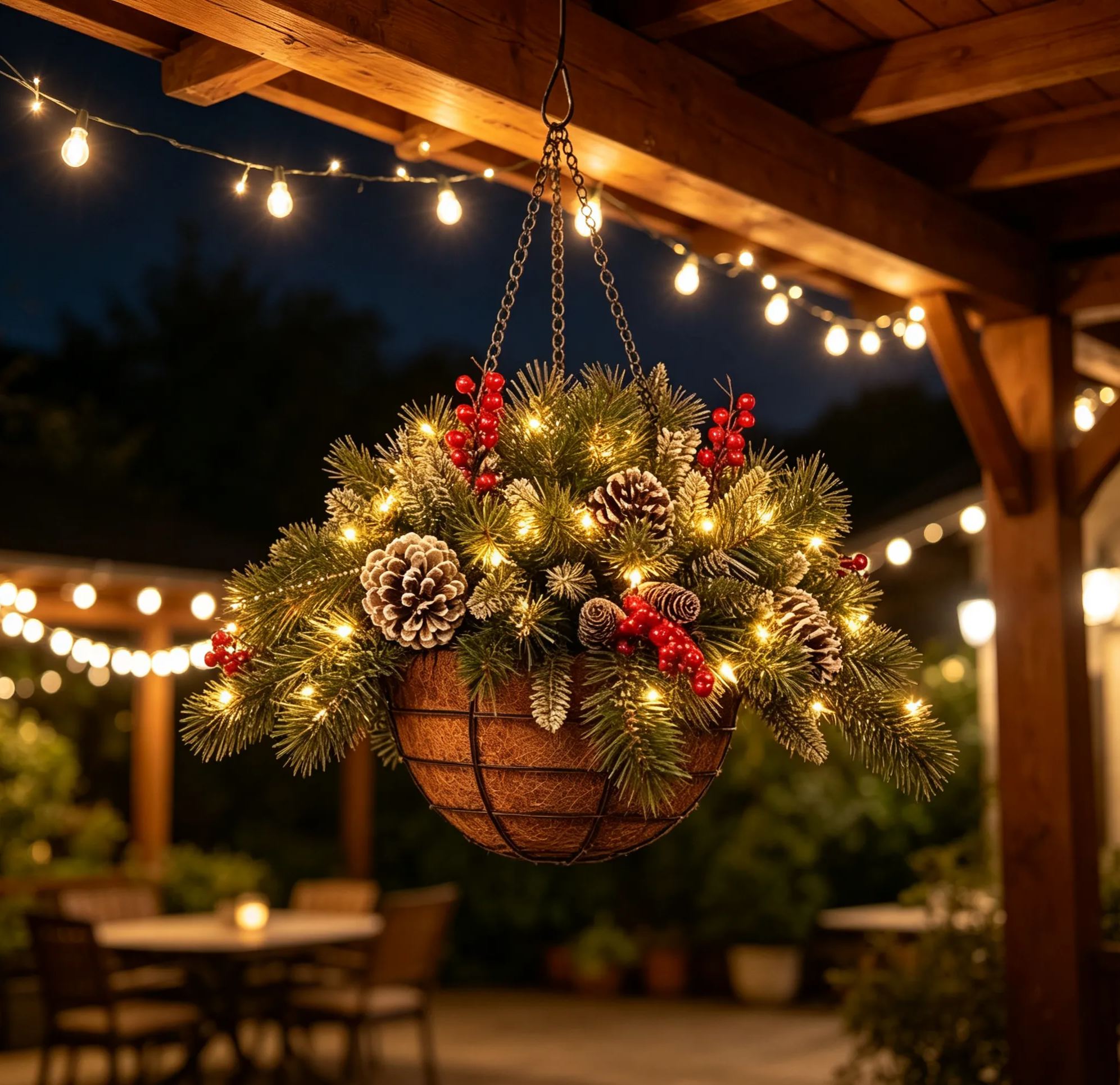 🎄Christmas Hot Sale🏆Pre-Lit Artificial Christmas Hanging Basket