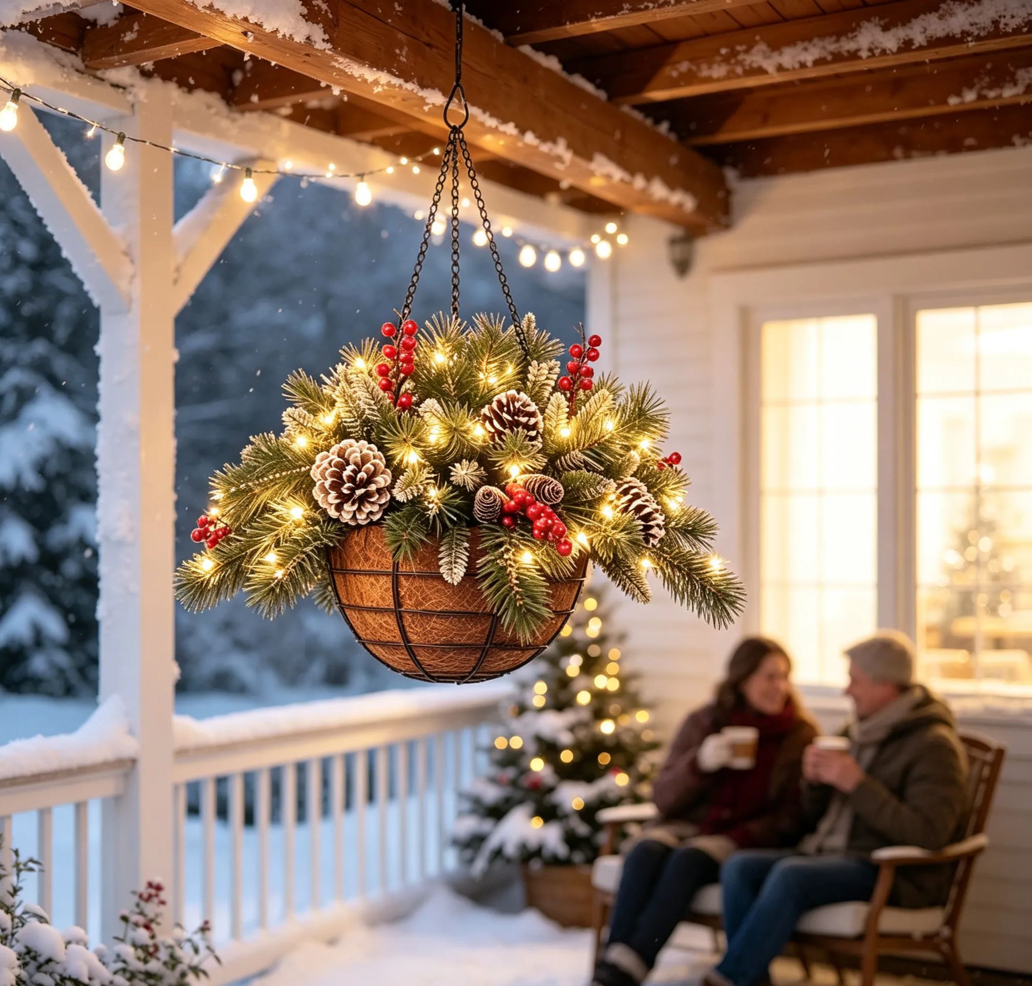 🎄Christmas Hot Sale🏆Pre-Lit Artificial Christmas Hanging Basket