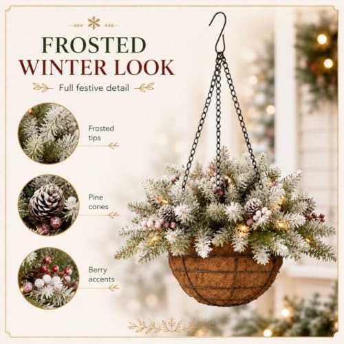 🎄Christmas Promotion 50% OFF🔥Pre-Lit Artificial Christmas Hanging Basket