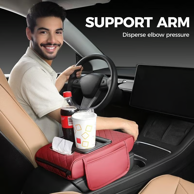 ✨Multifunctional PU Leather Car Armrest Box Mat– Universal Fit for Any Vehicle