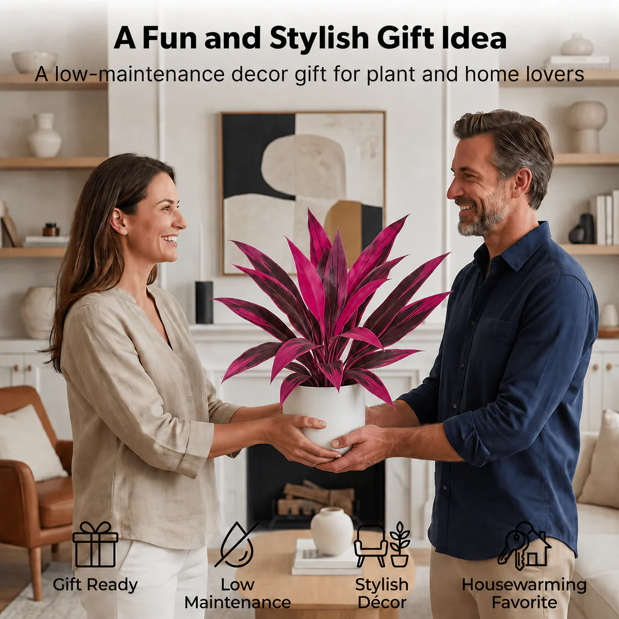 🔥BUY 1 GET 1 FREE (2 PCS)🌼Large Artificial Boston Fern & Dragon’s Blood Tree Plants 🌸