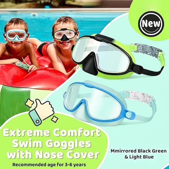 🏊‍♀️HD children's large frame waterproof and anti-fog swimming goggles