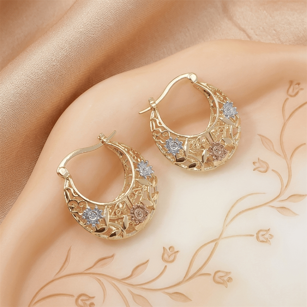 💥 LAST DAY 49% OFF🔥🌸 Vintage 14K Gold Flower Hoop Earrings