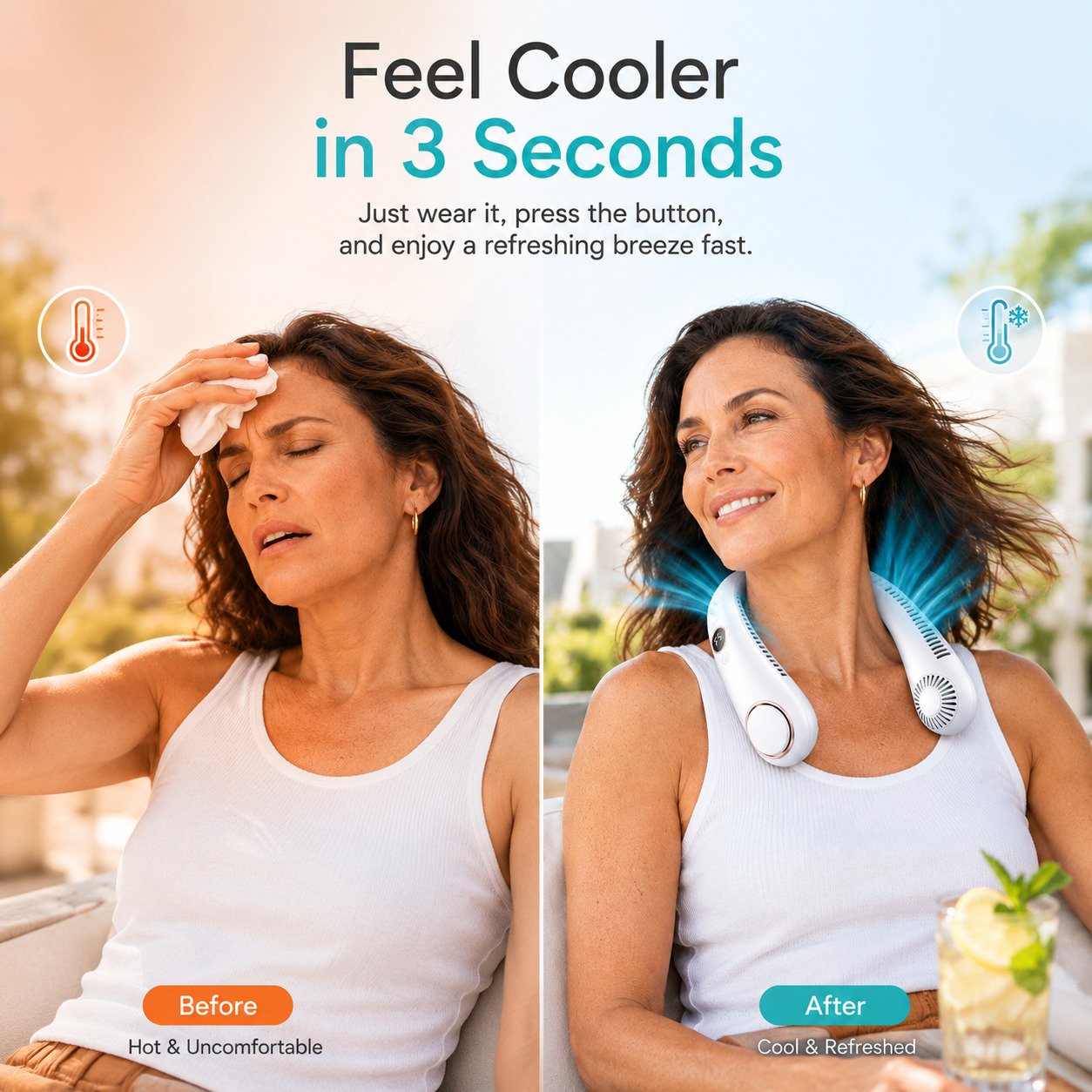 🔥LAST DAY 50% OFF🥵2026 Upgraded Wearable Bladeless Neck Fan 5-Speed Rechargeable Personal Cooling Fan🧊