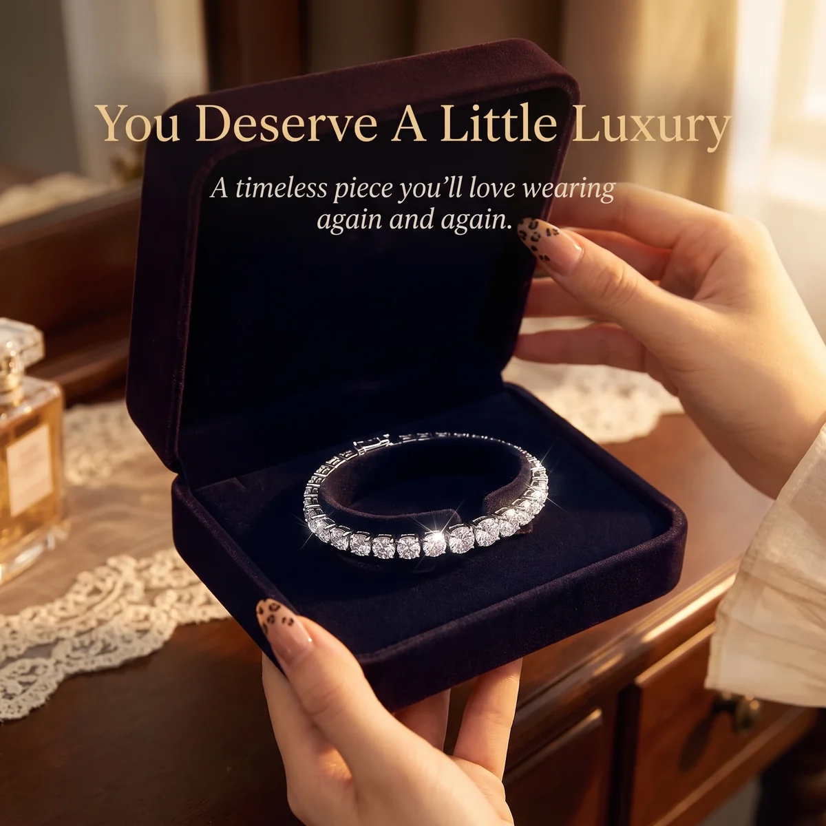 🔥Last Day Sale-90% OFF🔥Classic 4mm D-Color Moissanite Tennis Bracelet – 14K Gold Plated with Double Safety Clasp
