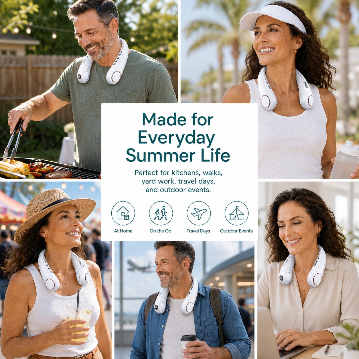 🔥LAST DAY 50% OFF🥵2026 Upgraded Wearable Bladeless Neck Fan 5-Speed Rechargeable Personal Cooling Fan🧊