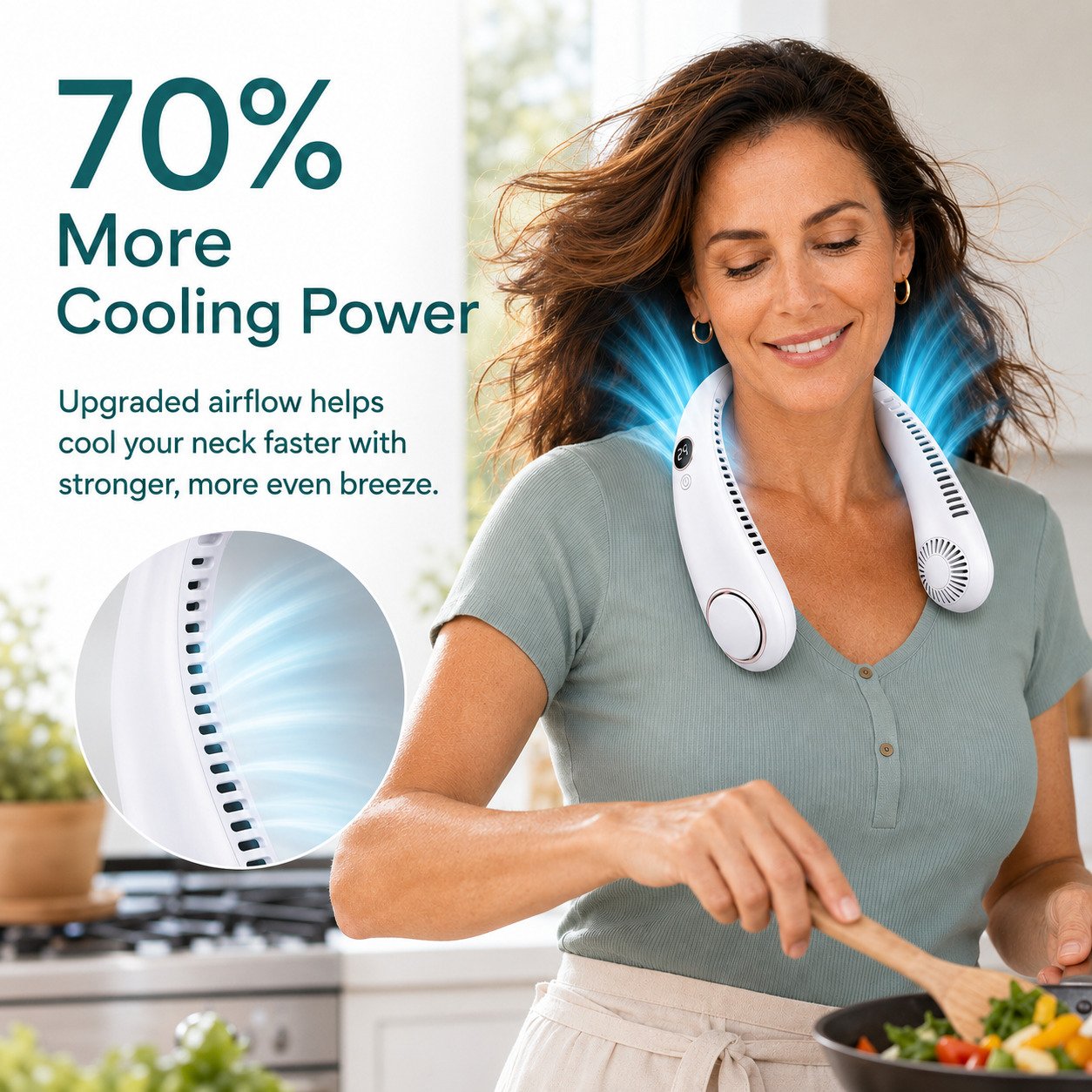🔥LAST DAY 50% OFF🥵2026 Upgraded Wearable Bladeless Neck Fan 5-Speed Rechargeable Personal Cooling Fan🧊