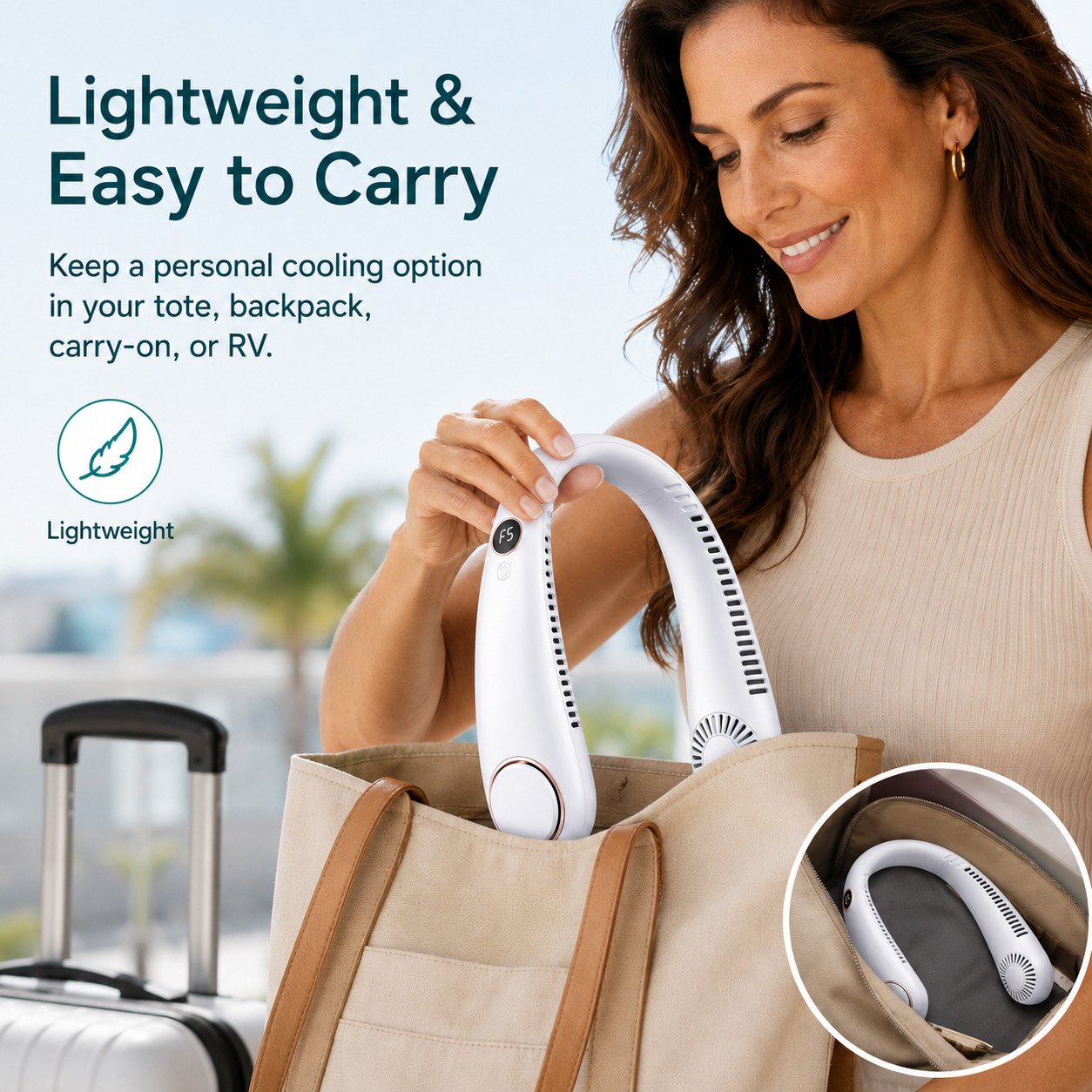 🔥LAST DAY 50% OFF🥵2026 Upgraded Wearable Bladeless Neck Fan 5-Speed Rechargeable Personal Cooling Fan🧊