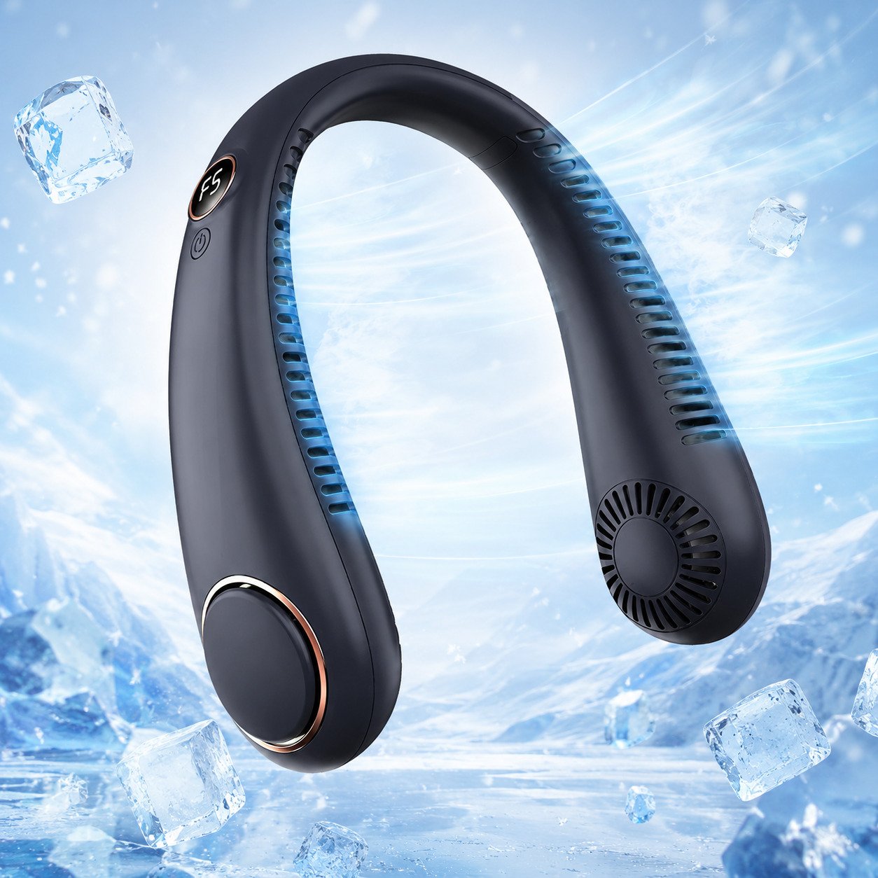 🔥LAST DAY 50% OFF🥵2026 Upgraded Wearable Bladeless Neck Fan 5-Speed Rechargeable Personal Cooling Fan🧊