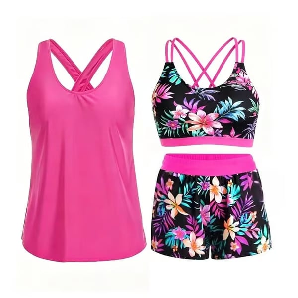 ⏰LAST DAY 49% OFF - 3 Piece Tankini with Shorts 🔥