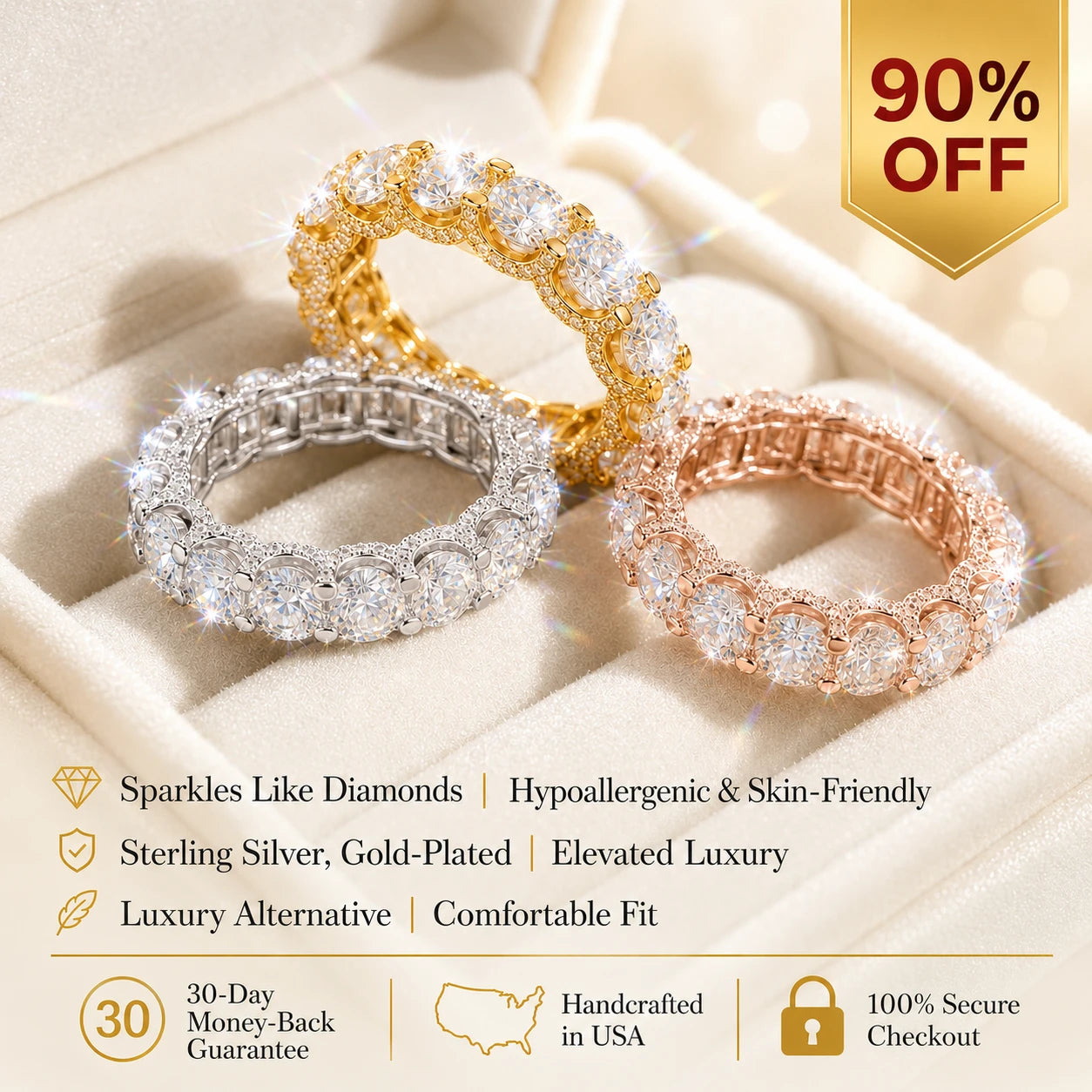 🔥Last Day Sale90% OFF🔥The Timeless Elegance - Premium Moissanite Eternity Band✨