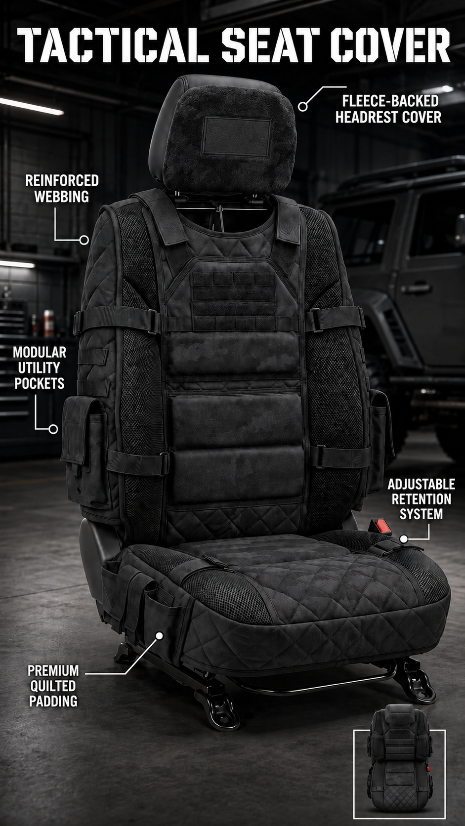 Black Tactical Seat Cover
