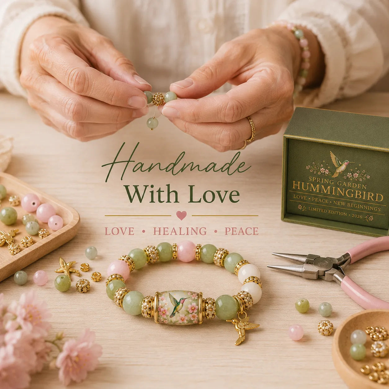🌿 Love, Peace & Spring Blessings 💖 | 2026 Limited Edition Bracelet - With Gift Box