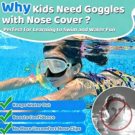 🏊‍♀️HD children's large frame waterproof and anti-fog swimming goggles