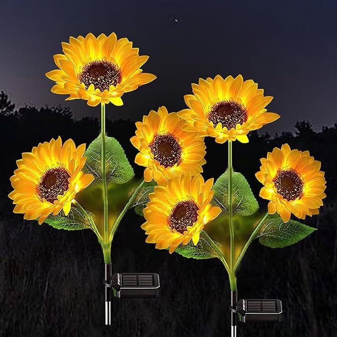 🌻Solar LED Sunflower Garden Lights, Realistic Night Glow for Yard, Lawn, Patio and Porch Decoration, Waterproof IP65