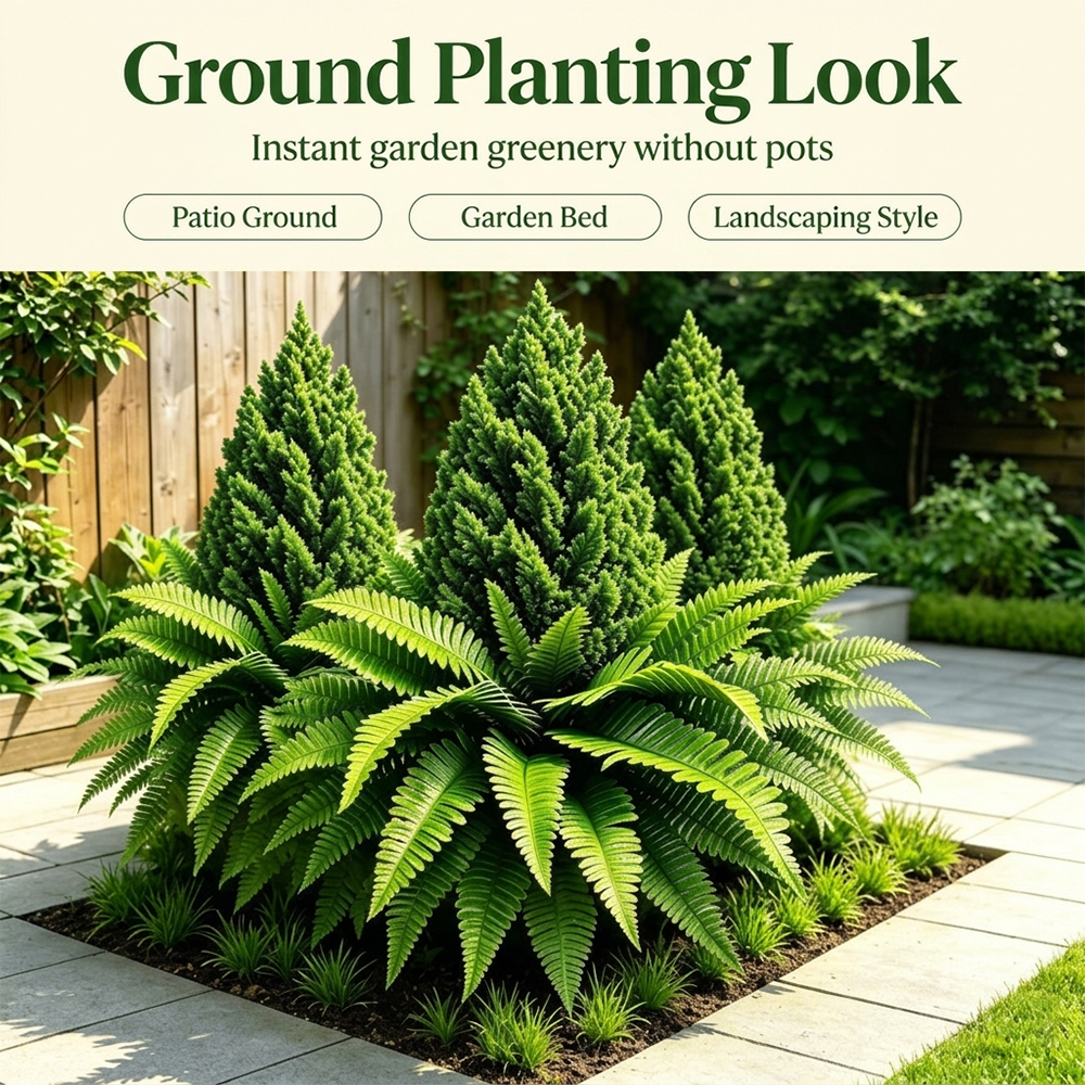 🌱 Lush Artificial UV Resistant Pine & Boston Fern Potted Plant