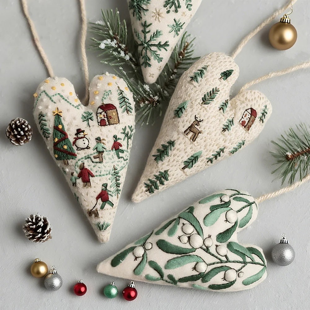 🔥Hot Sale 40 % OFF🔥🎅Best Christmas Gift💖DIY Heart Shaped Hand Embroidered Christmas Ornament/Ornament Kit