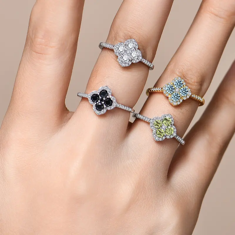 💍1.3 CT Vintage Four Leaf Clover Ring