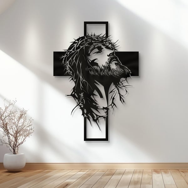 🔥2026 New Year Sale🔥Metal Jesus and Cross Wall Art: Christian Home Decor✝️