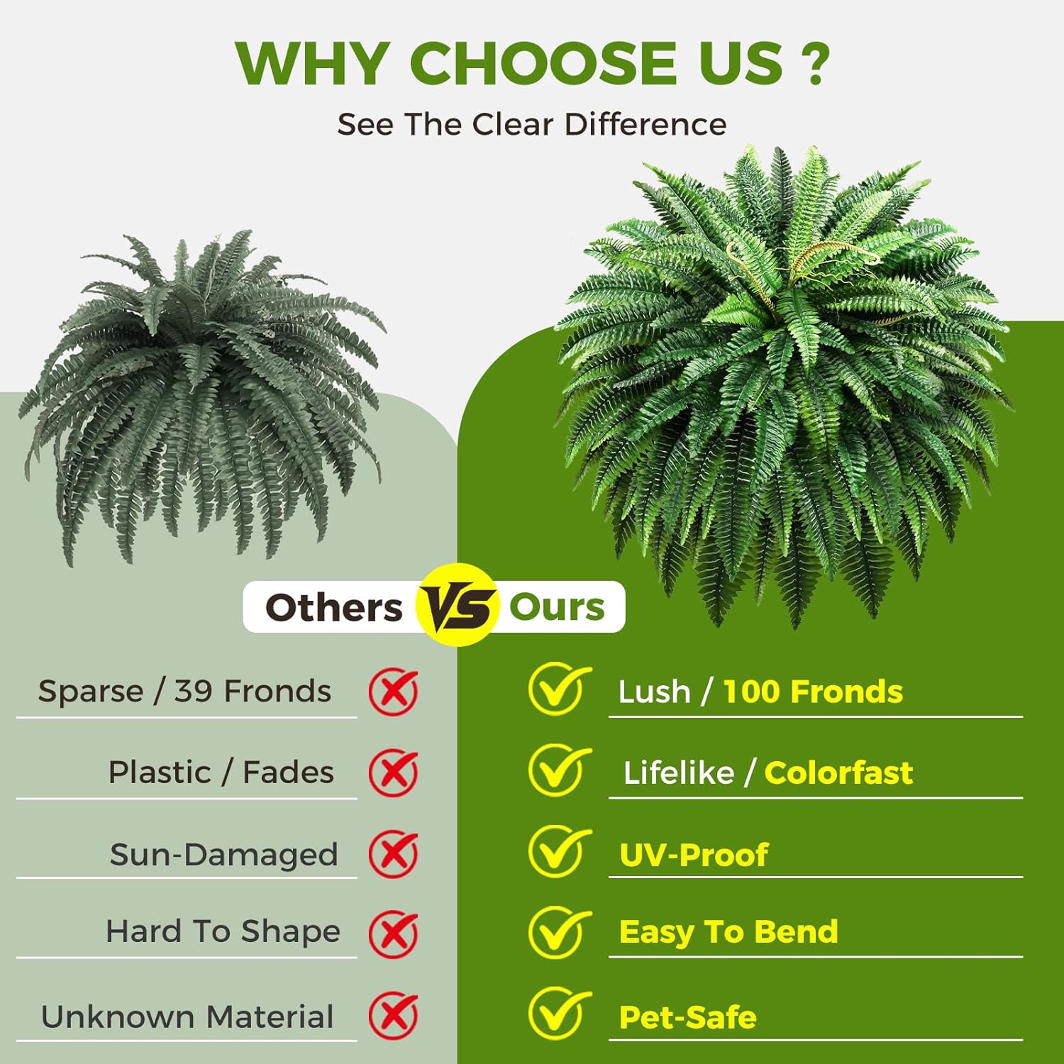 🔥Last Day 60% OFF🔥 UV Resistant Ferns Artificial Plants Large for Planters, Office & Home Decor, Outdoor & Indoor