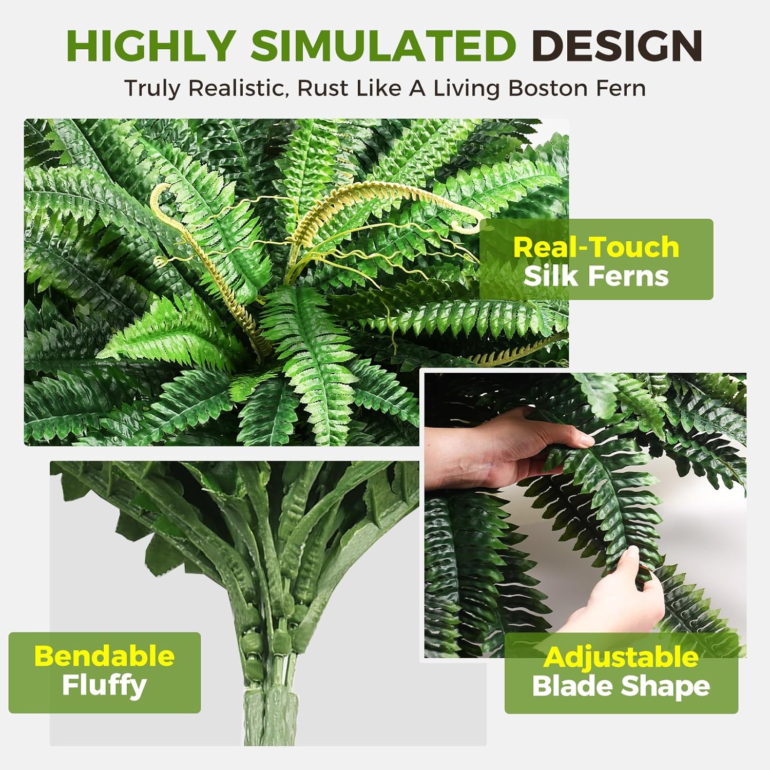 🔥Last Day 60% OFF🔥 UV Resistant Ferns Artificial Plants Large for Planters, Office & Home Decor, Outdoor & Indoor