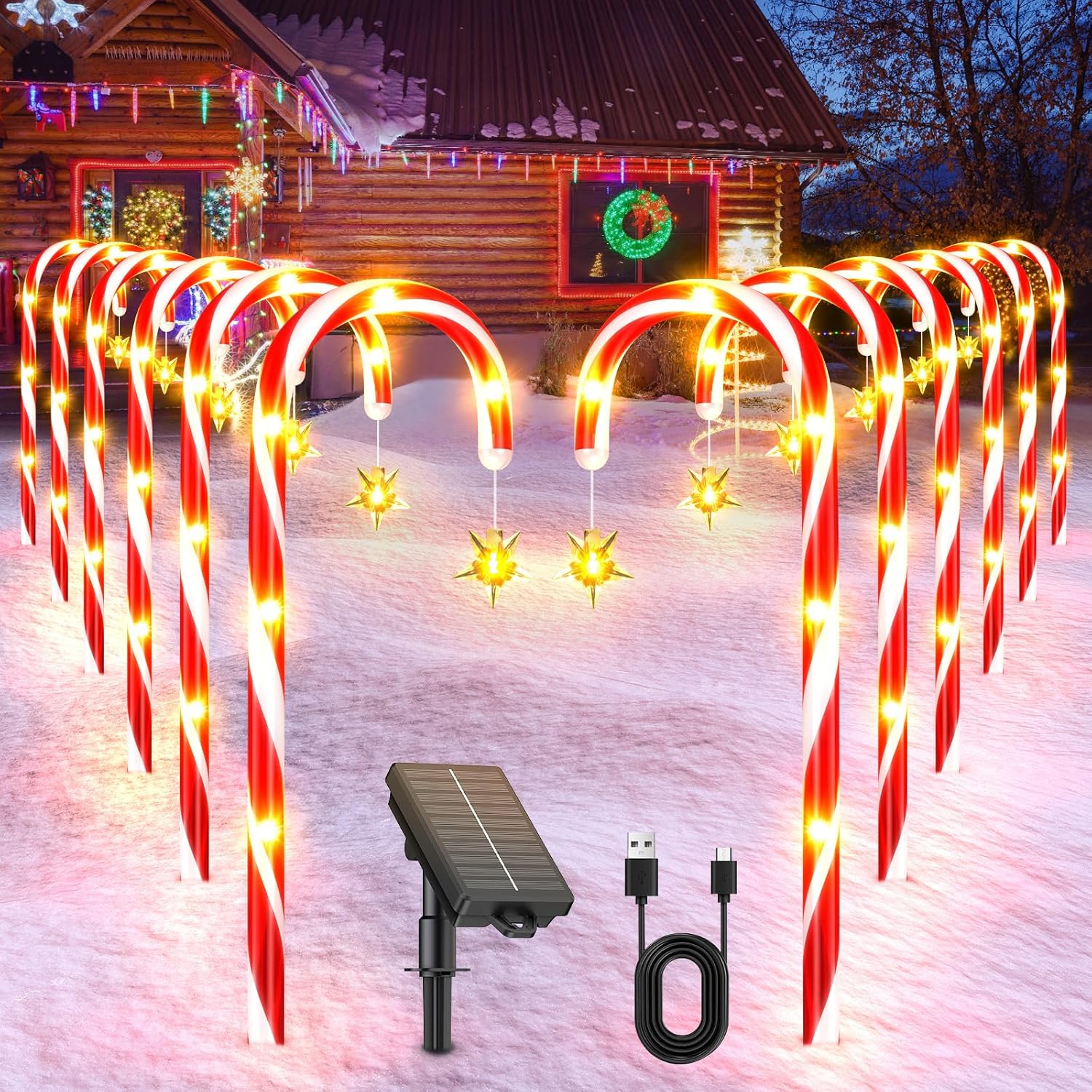🔥Hot Sale 40 % OFF 🔥Christmas Solar Candy Cane Light