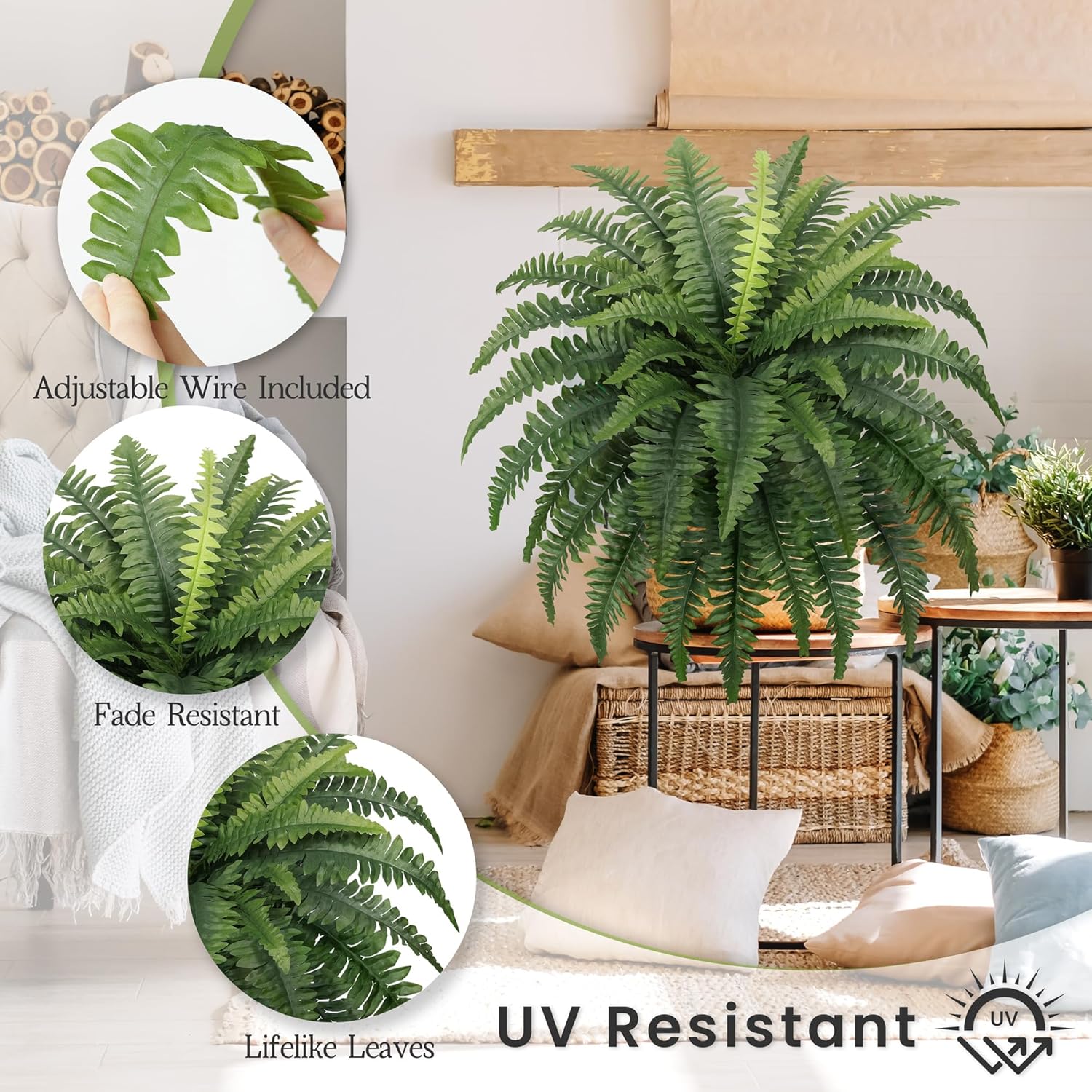 🔥Last Day 60% OFF🔥 UV Resistant Ferns Artificial Plants Large for Planters, Office & Home Decor, Outdoor & Indoor