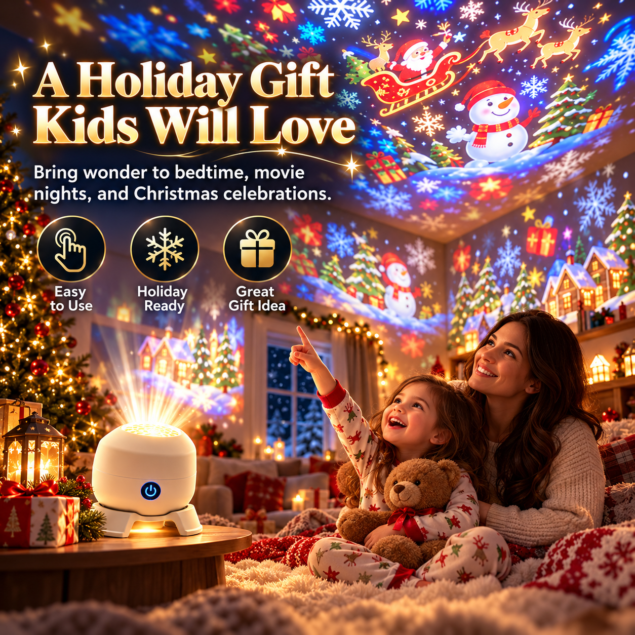 🔥2026 Christmas Sale 50% OFF✨Christmas Rotating Projector Light – 8 Festive Scenes🎄