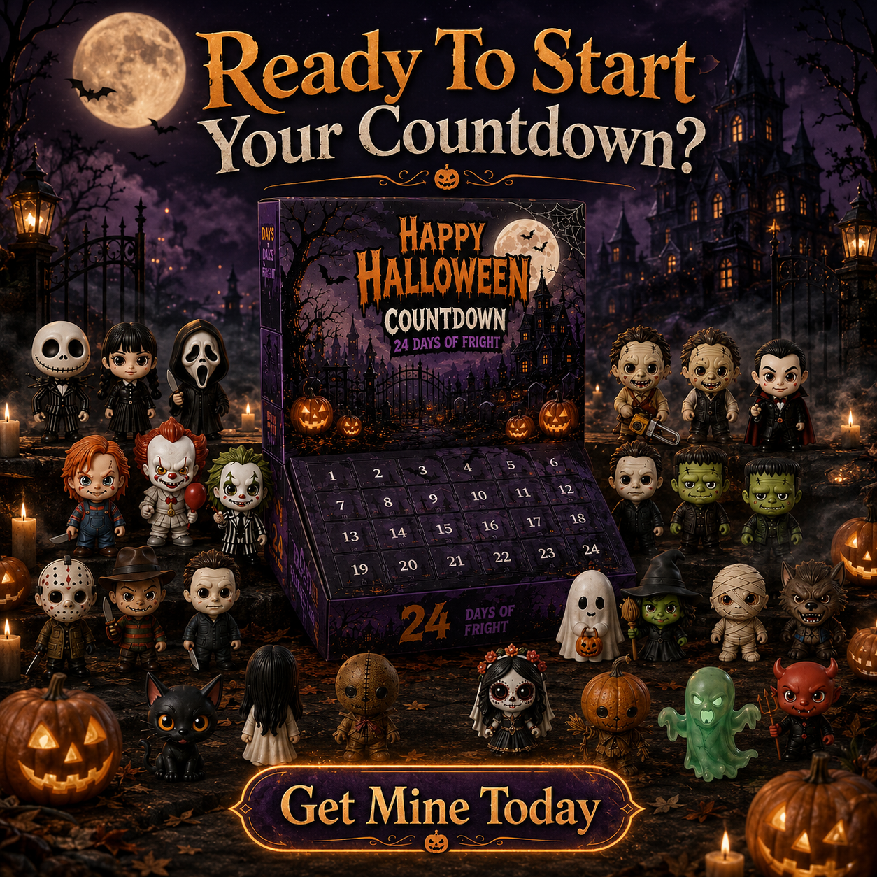 🔥Limited 50% OFF👻Spooky Countdown 🕯️|🎃 24 Days of Halloween Surprises👻One Surprise a Day.🔥 Endless Halloween Fun.🌟