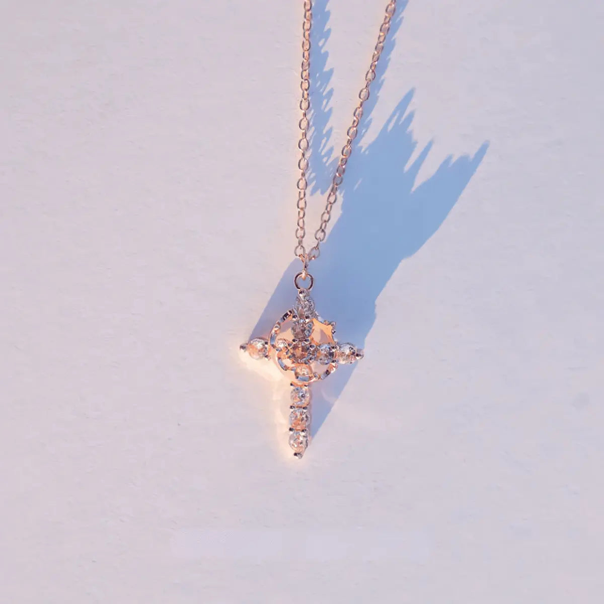 ✨ S925 Silver Cross & Crown Necklace