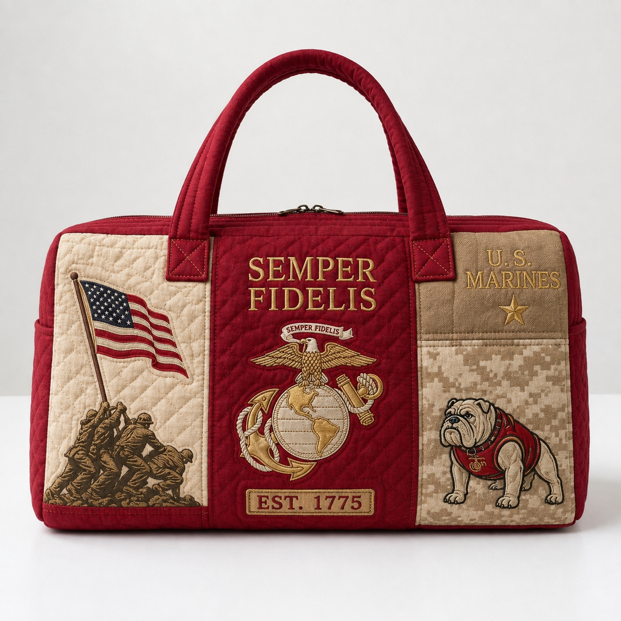 👜100% Handmade US Military Heritage Quilted Duffel Bag(Daniel Brooks Handmade®)