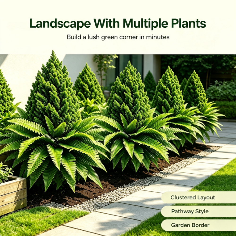 🌱 Lush Artificial UV Resistant Pine & Boston Fern Potted Plant