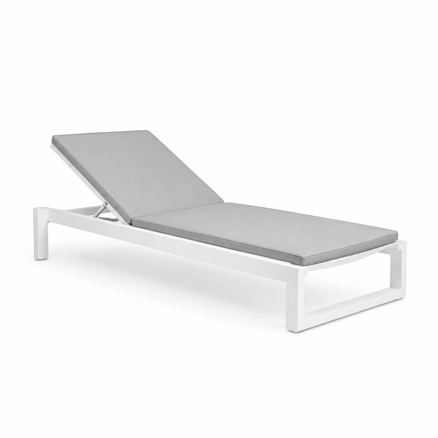 Leżak aluminiowy biały z szarą poduszką-Nordrivan