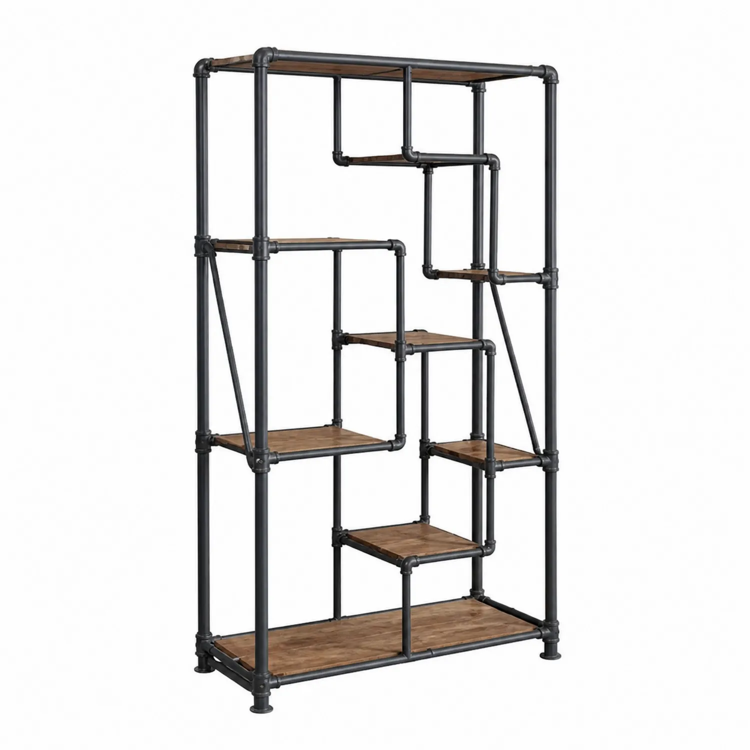 Regał metalowy z półkami z drewna sosnowego 180x100x35 cm-Nordrivan