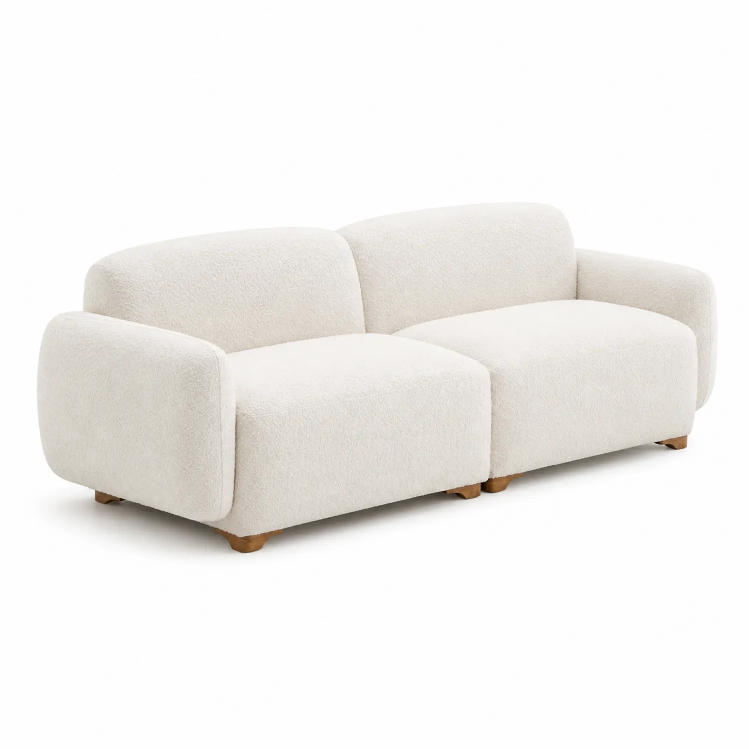 Sofa dwuosobowa z tkaniny poliestrowej kremowa 210 cm-Nordrivan