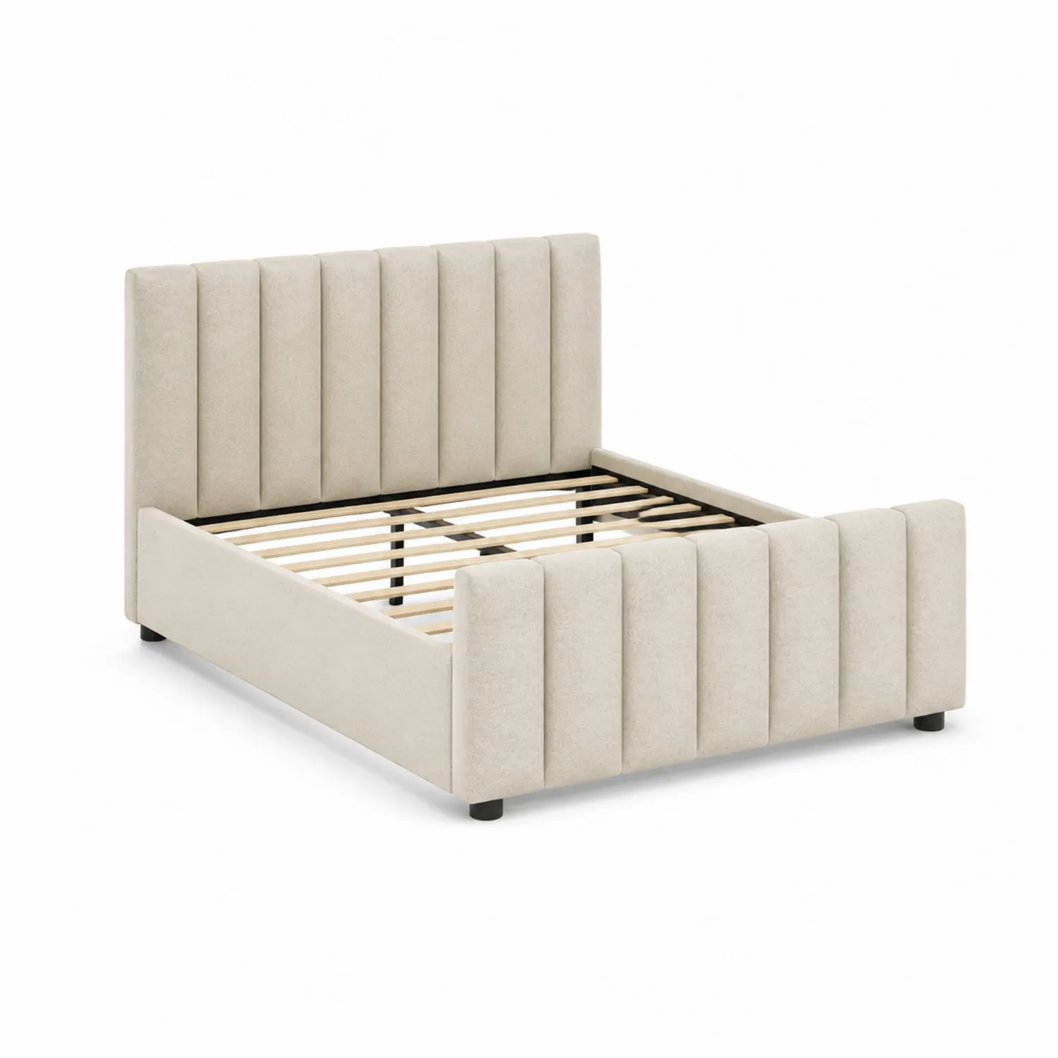 Łóżko tapicerowane beżowe 160x200 cm z drewnianą ramą-Nordrivan