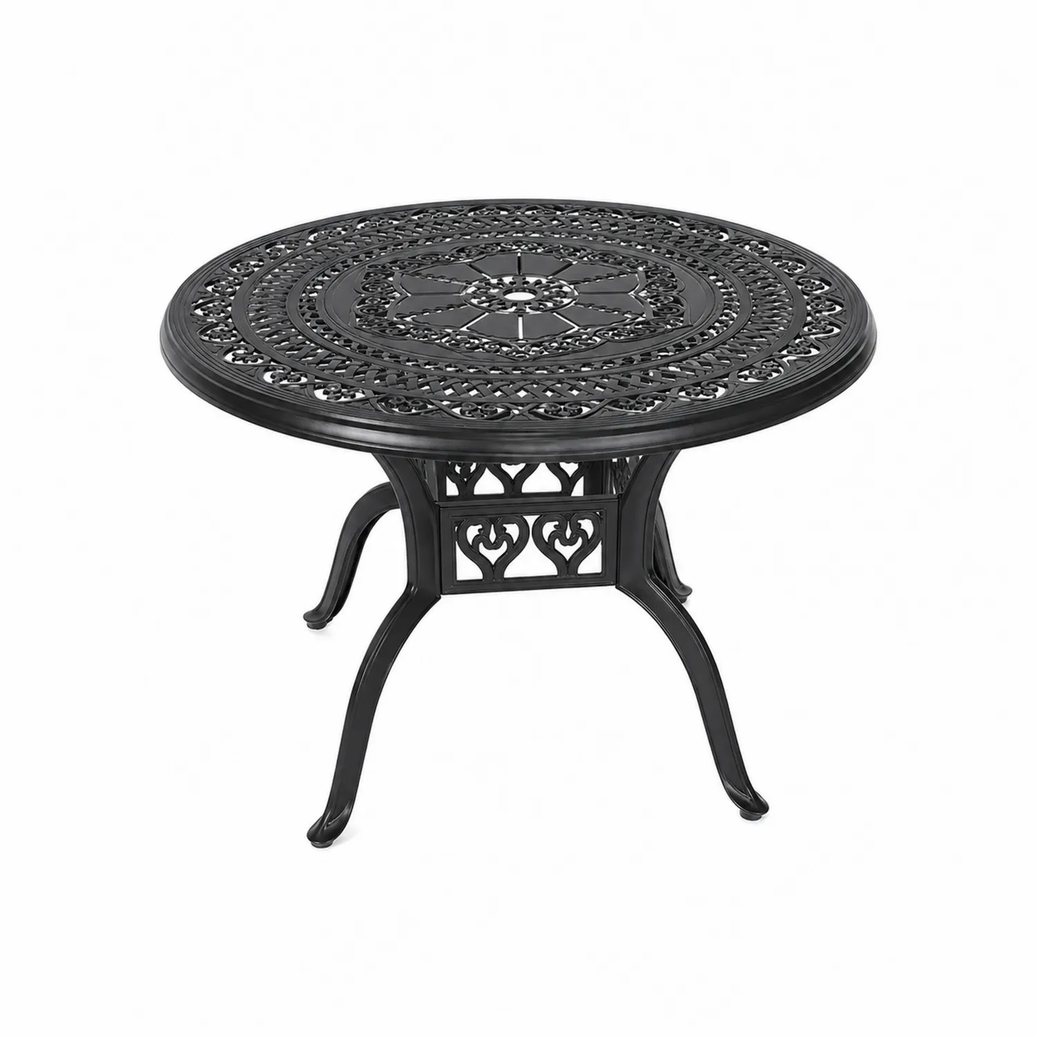 Okrągły stół ogrodowy z odlewu aluminium czarny 100 cm-Nordrivan