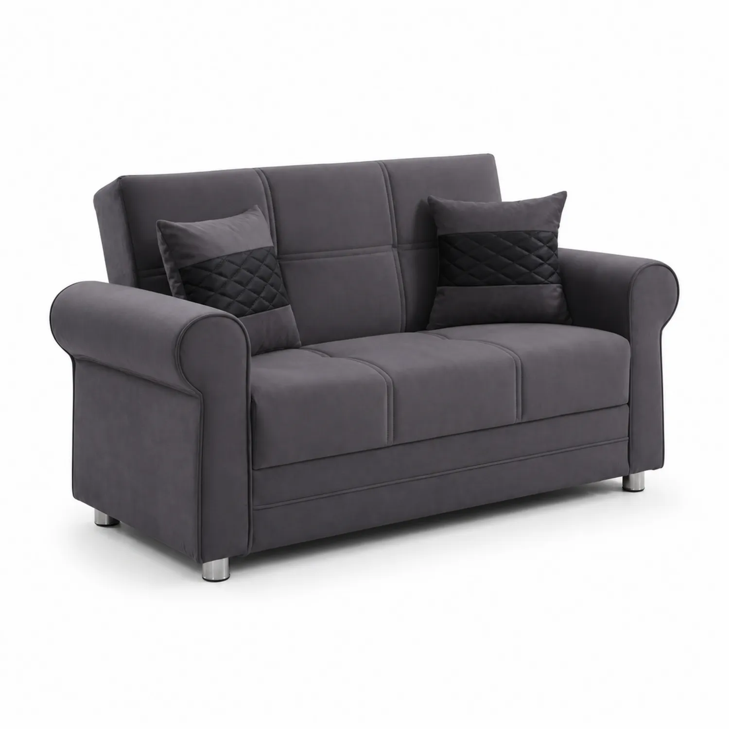 Sofa dwuosobowa Ciemnoszara Aksamitna-Nordrivan