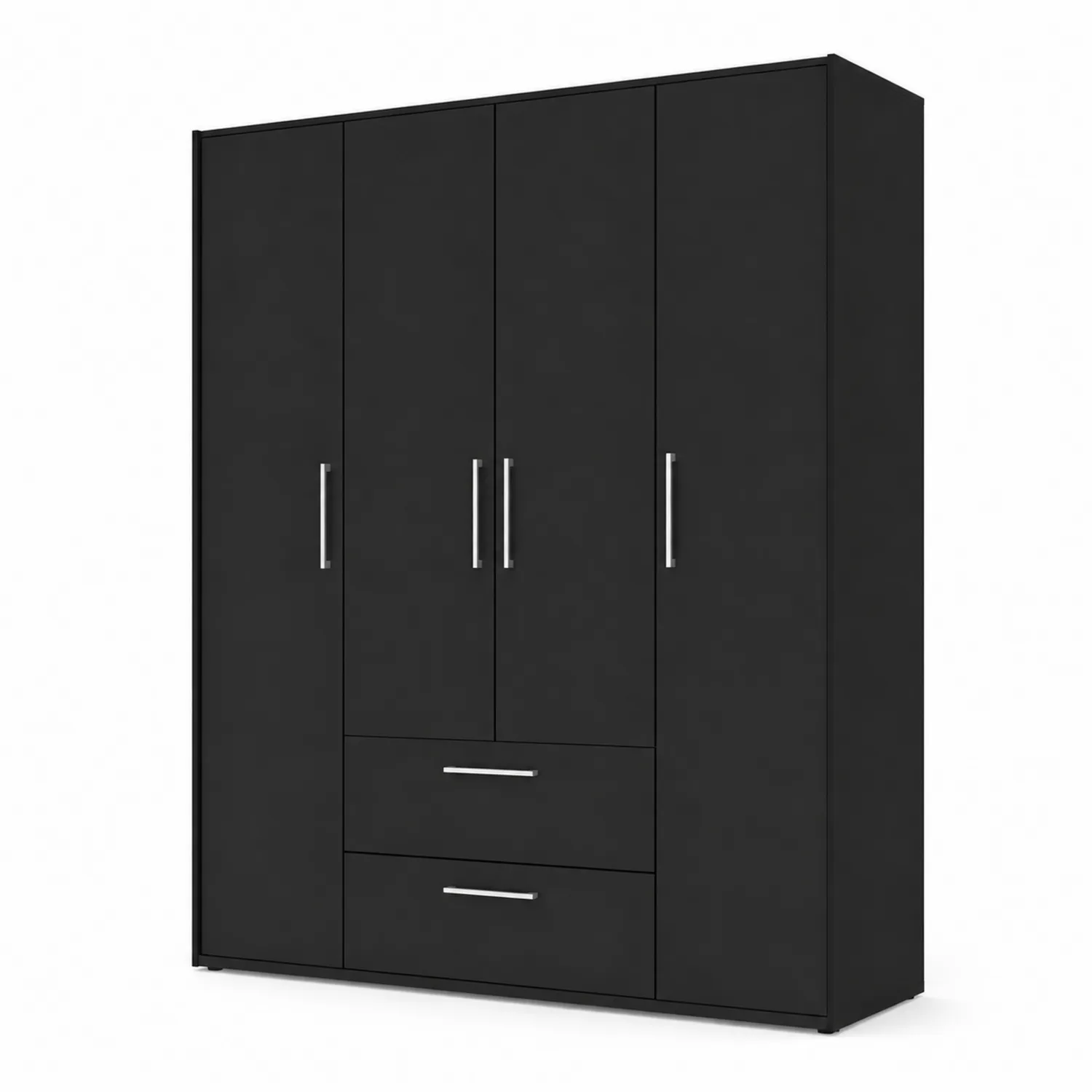 Szafa czterodrzwiowa z szufladami z MDF Czarny 200x180x60 cm-Nordrivan