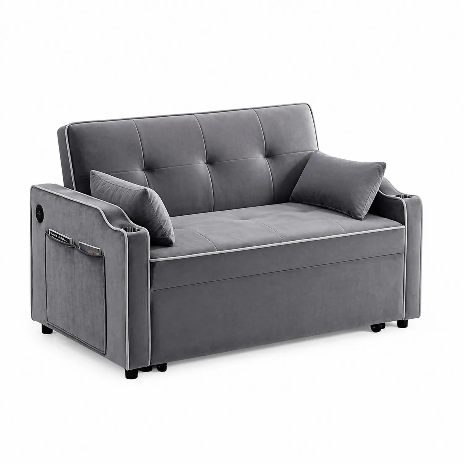 Sofa dwuosobowa z poduszkami 150x85x75 cm Szary Welur-Nordrivan