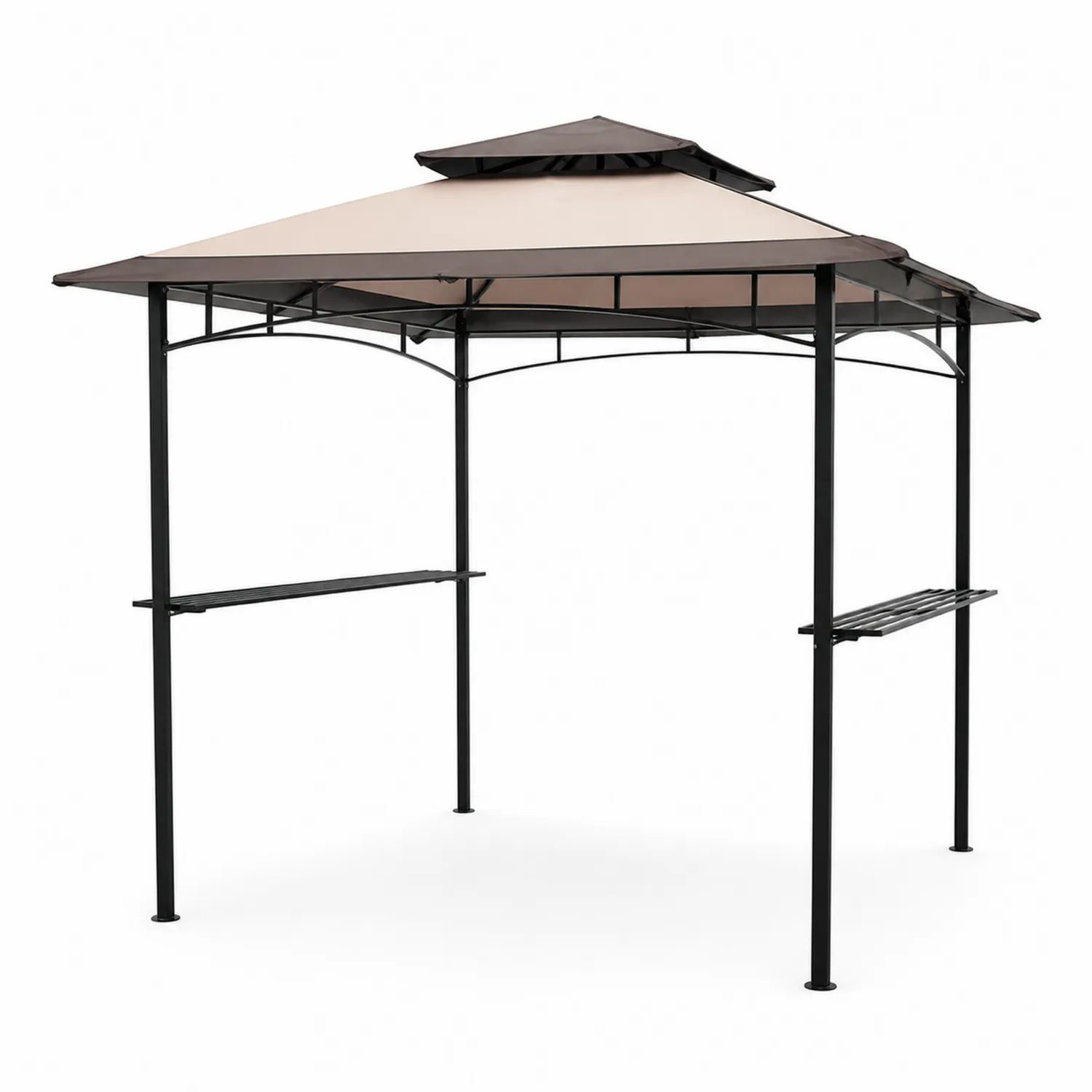 Altana ogrodowa metalowa z półkami 300x300 cm beżowa-Nordrivan