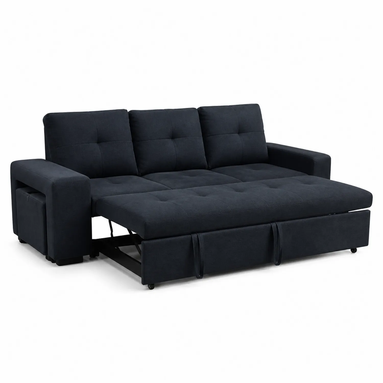 Trzyosobowa rozkładana sofa z tkaniny ciemnoszarej-Nordrivan