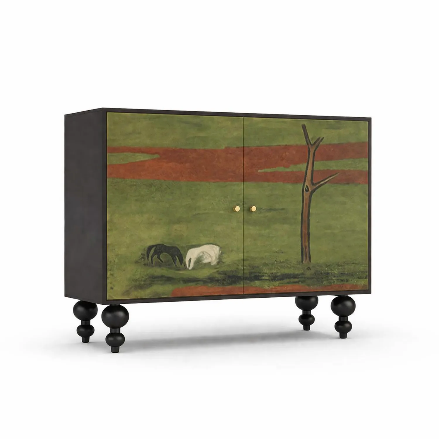 Komoda drewniana z malunkiem, 120x40x90 cm-Nordrivan
