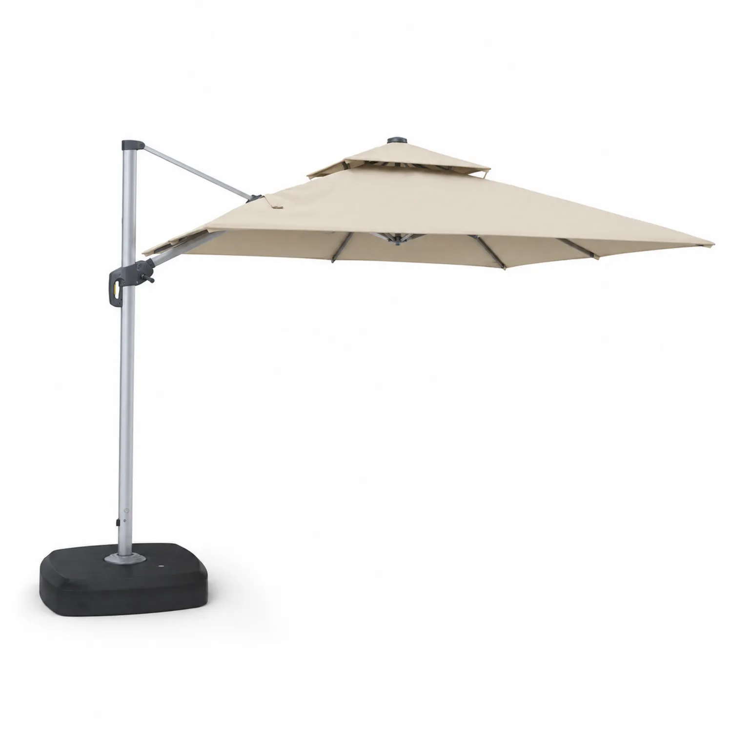Parasol ogrodowy z bocznym ramieniem, kwadratowy 3m x 3m, beżowy, poliester, aluminium-Nordrivan