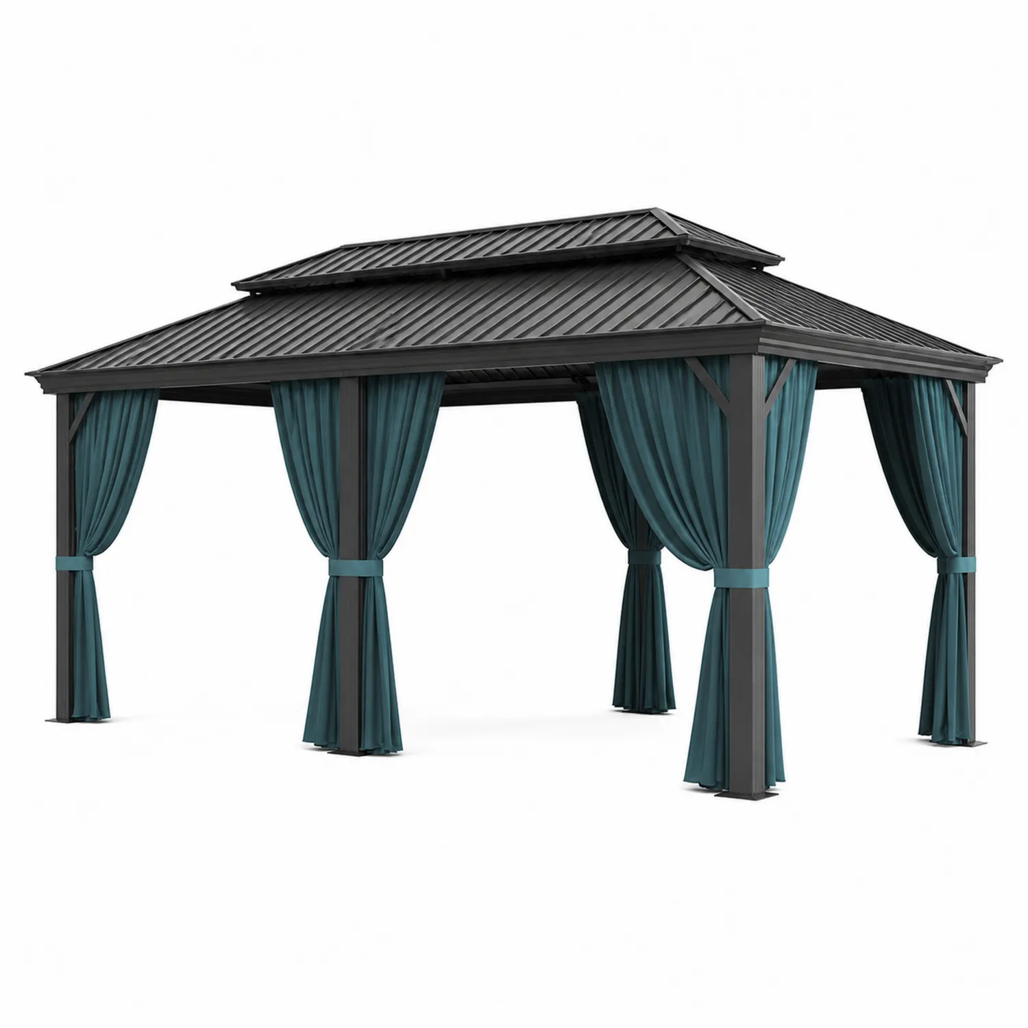 Altana ogrodowa metalowa z zasłonami 400x300 cm Antracyt