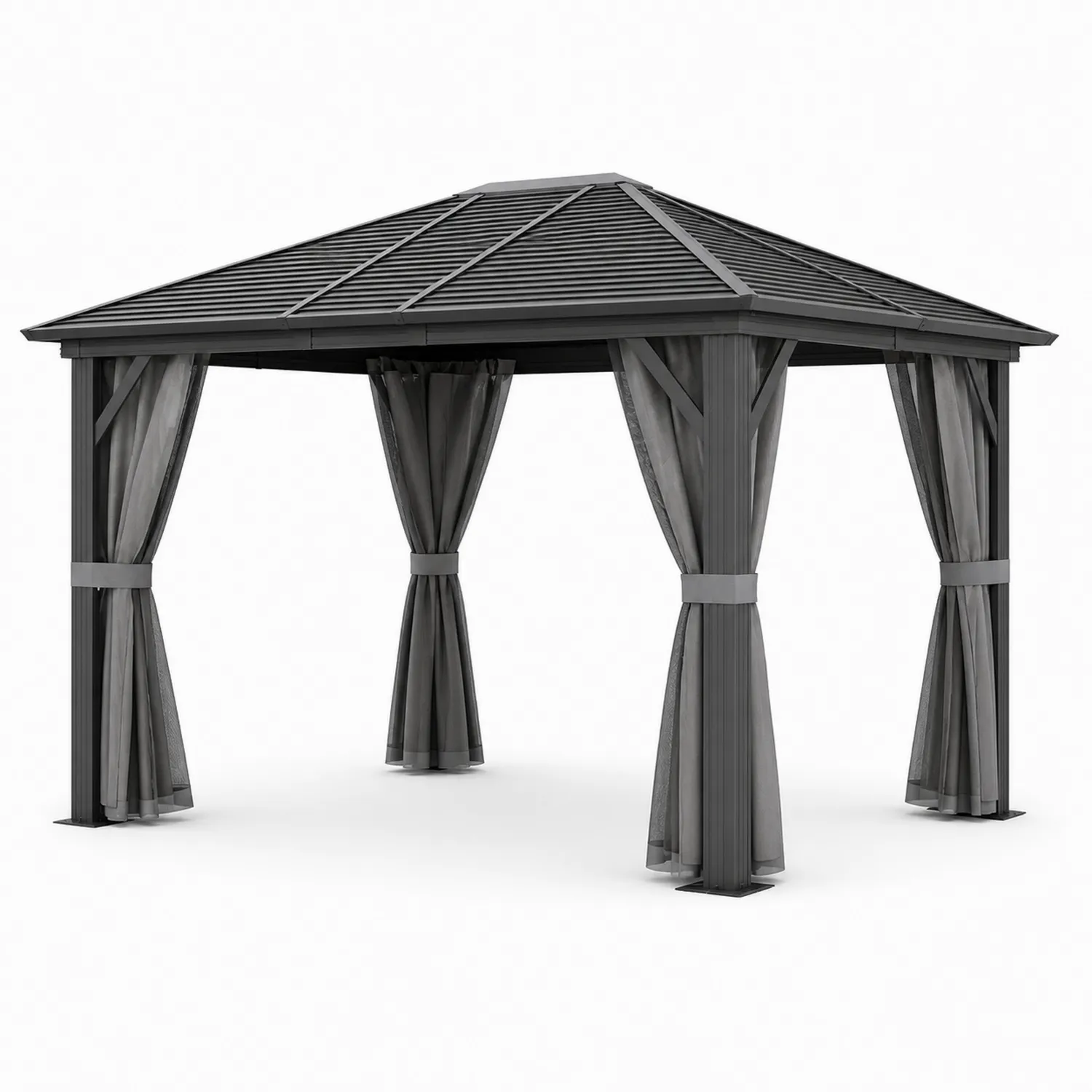 Altana ogrodowa prostokątna antracyt aluminium z zasłonami 3x4m